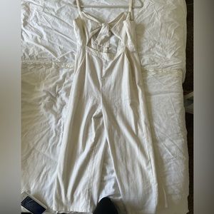 Cut out tie front linen/ cotton romper